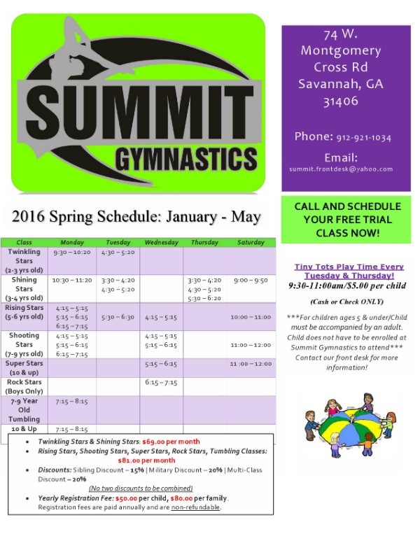 Gymnastics Classes Tumbling Savannah Summit 
